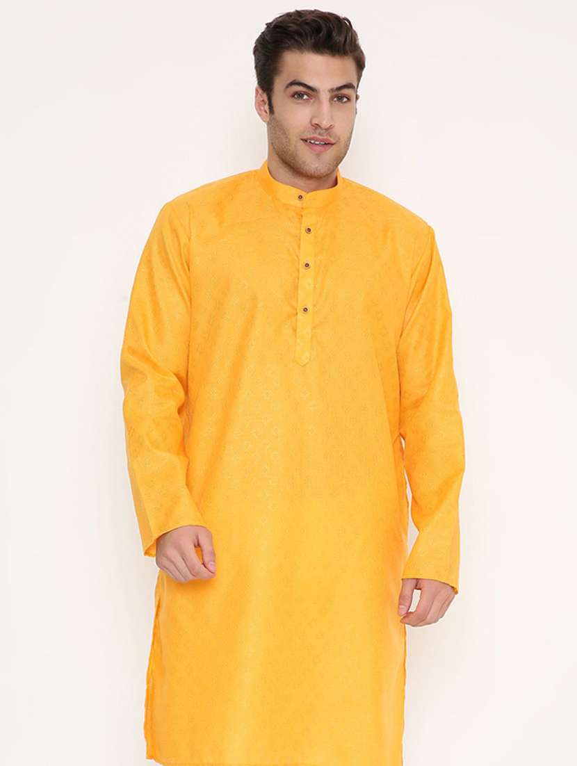 men self design mandarin neck long kurta - 22068453 -  Standard Image - 1