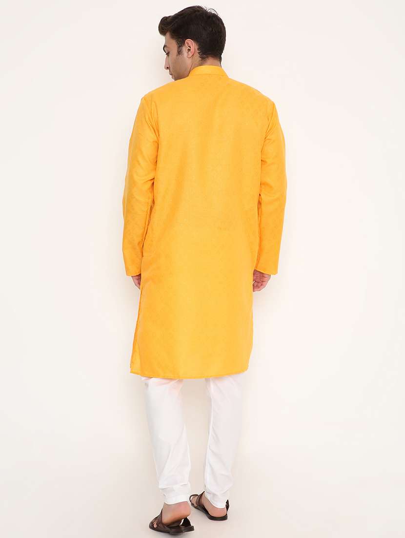 men self design mandarin neck long kurta - 22068453 -  Standard Image - 4