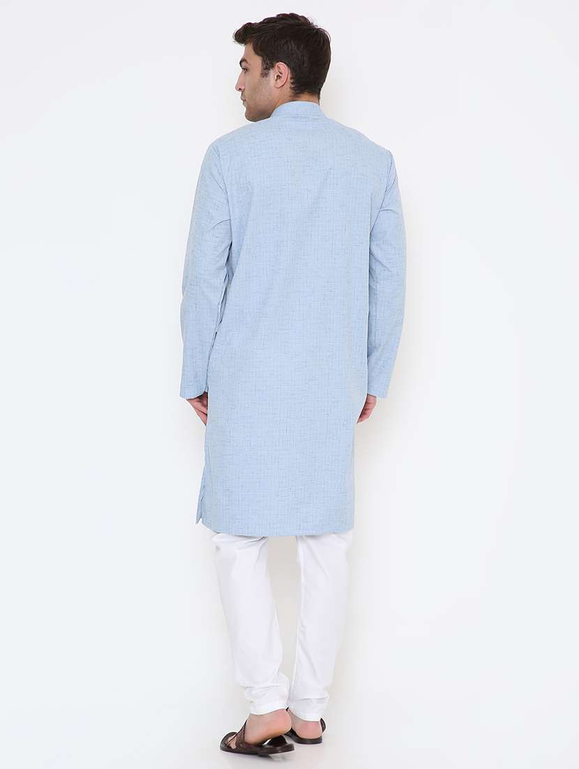 men self design mandarin neck long kurta - 22068454 -  Standard Image - 4