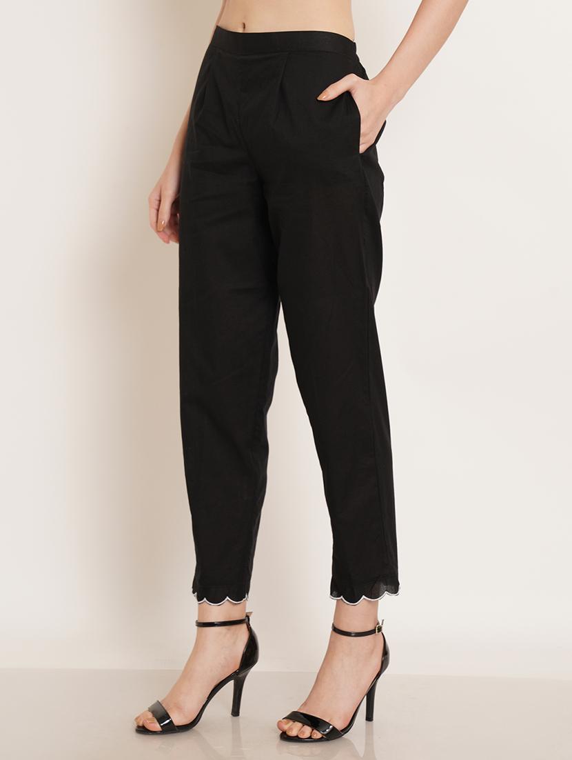 women solid with work three quarter sleeve kurta pant set - 22068456 - Standard Image - 4