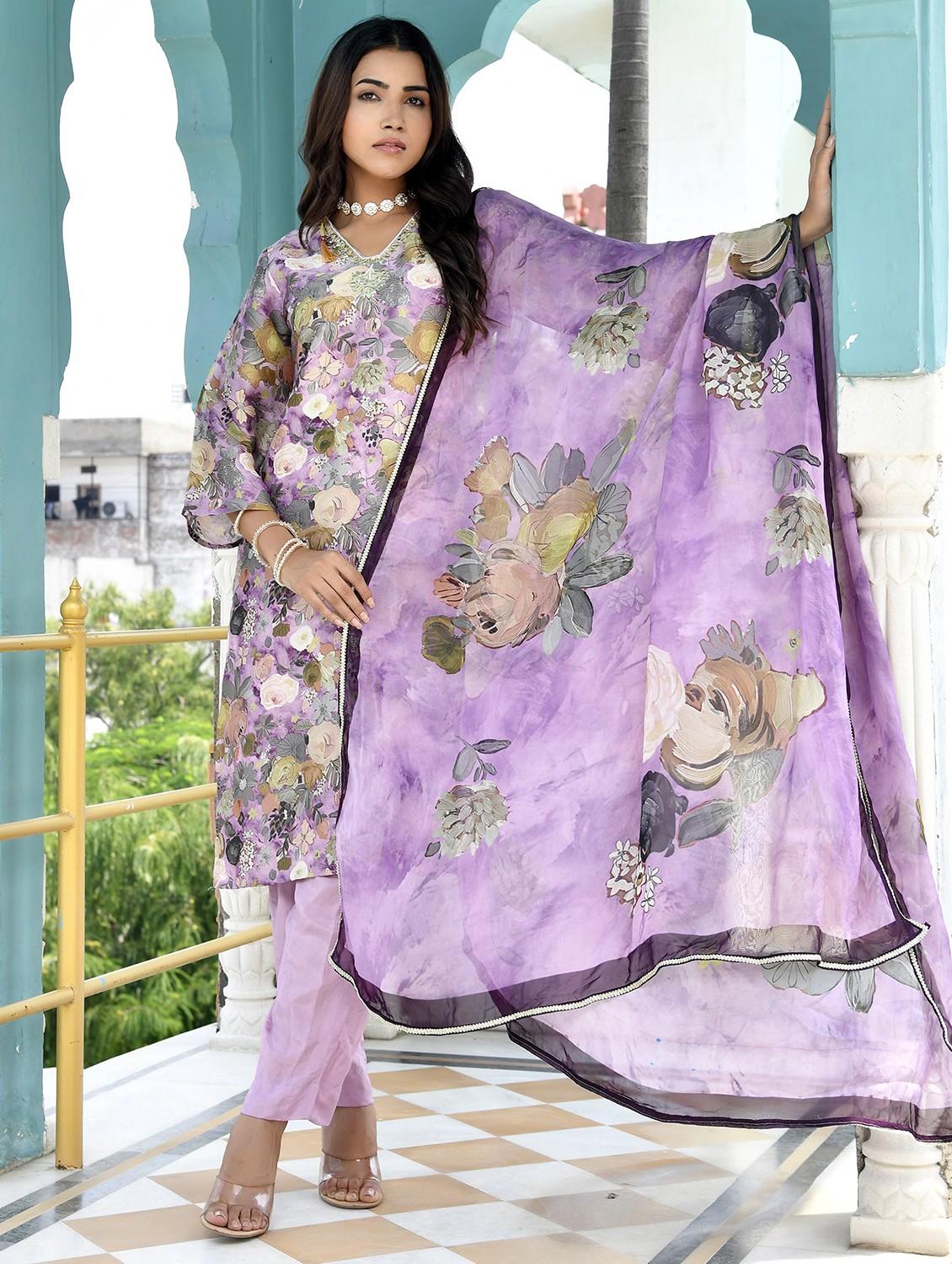 women three quarter sleeve kurta pant with dupatta set - 22068509 -  Zoom Image - 0