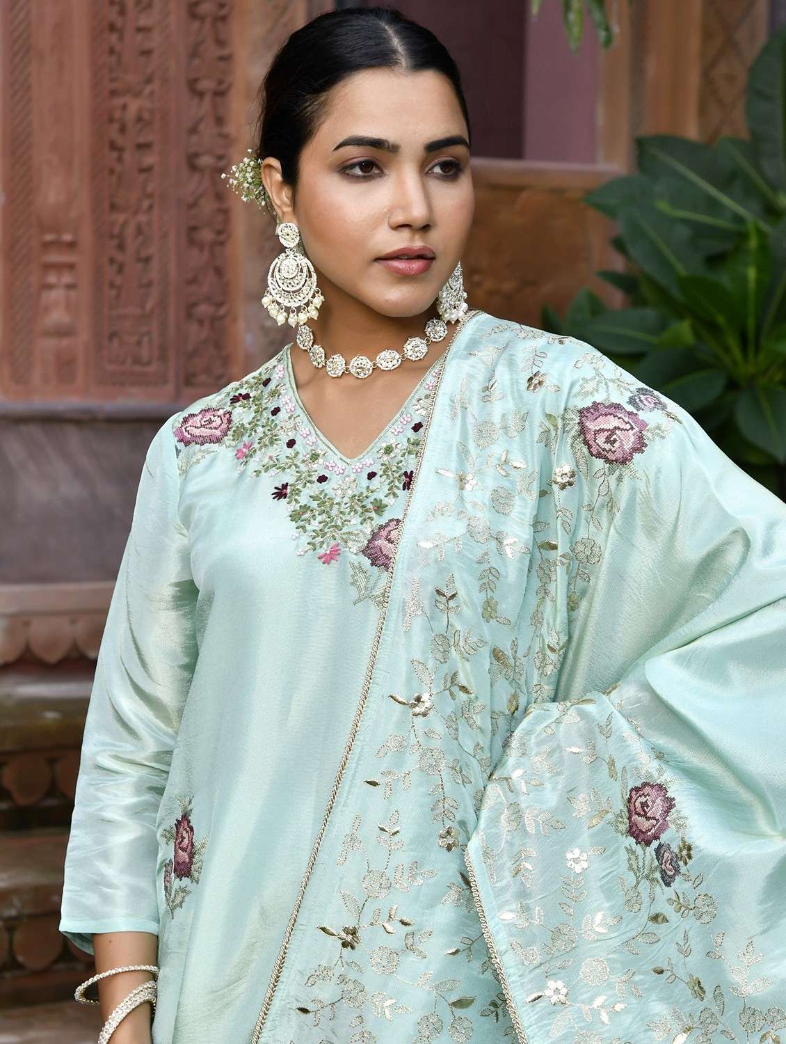 women three quarter sleeve kurta pant with dupatta set - 22068513 -  Standard Image - 4