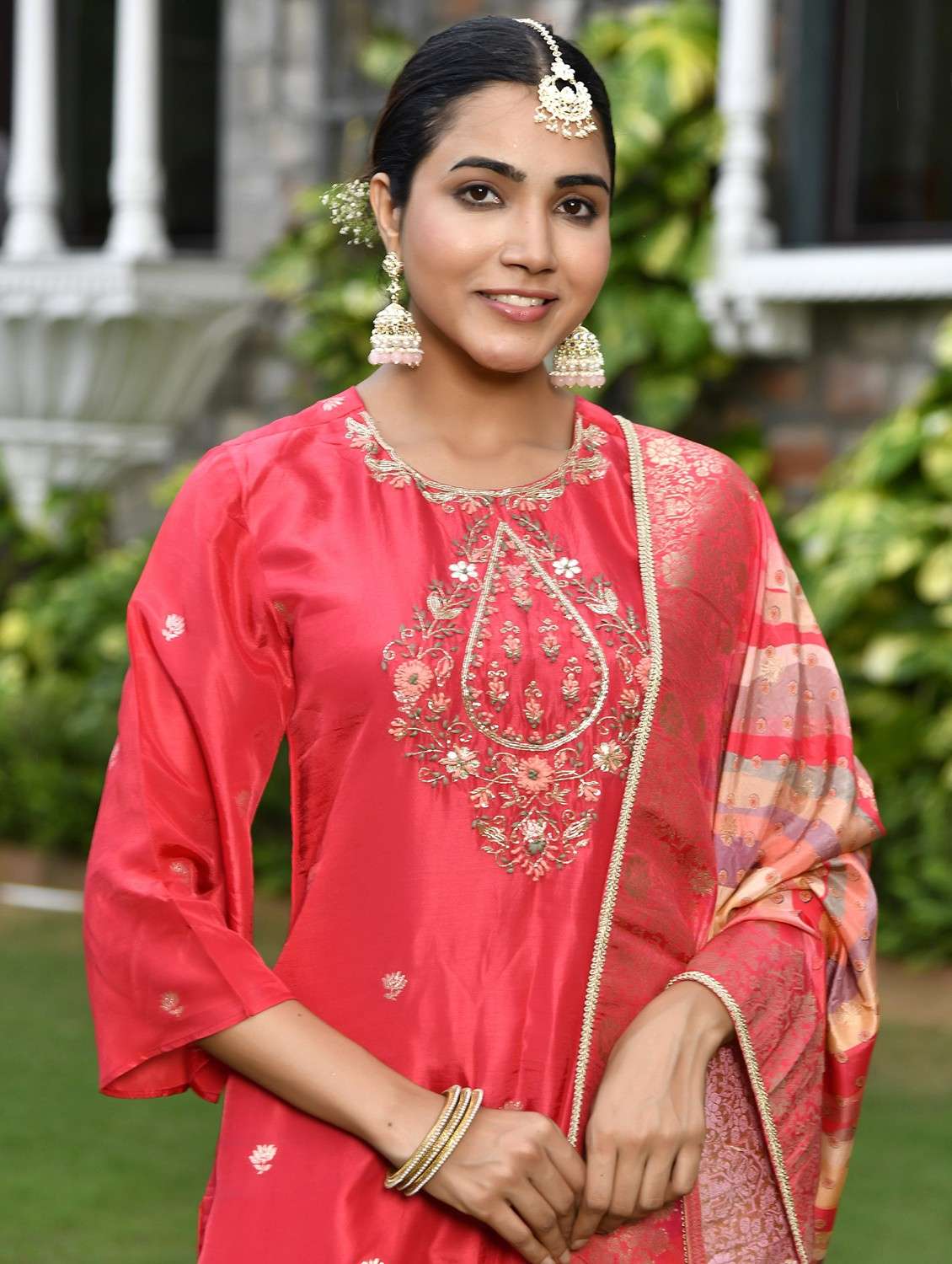 women three quarter sleeve kurta pant with dupatta set - 22068533 - Standard Image - 4