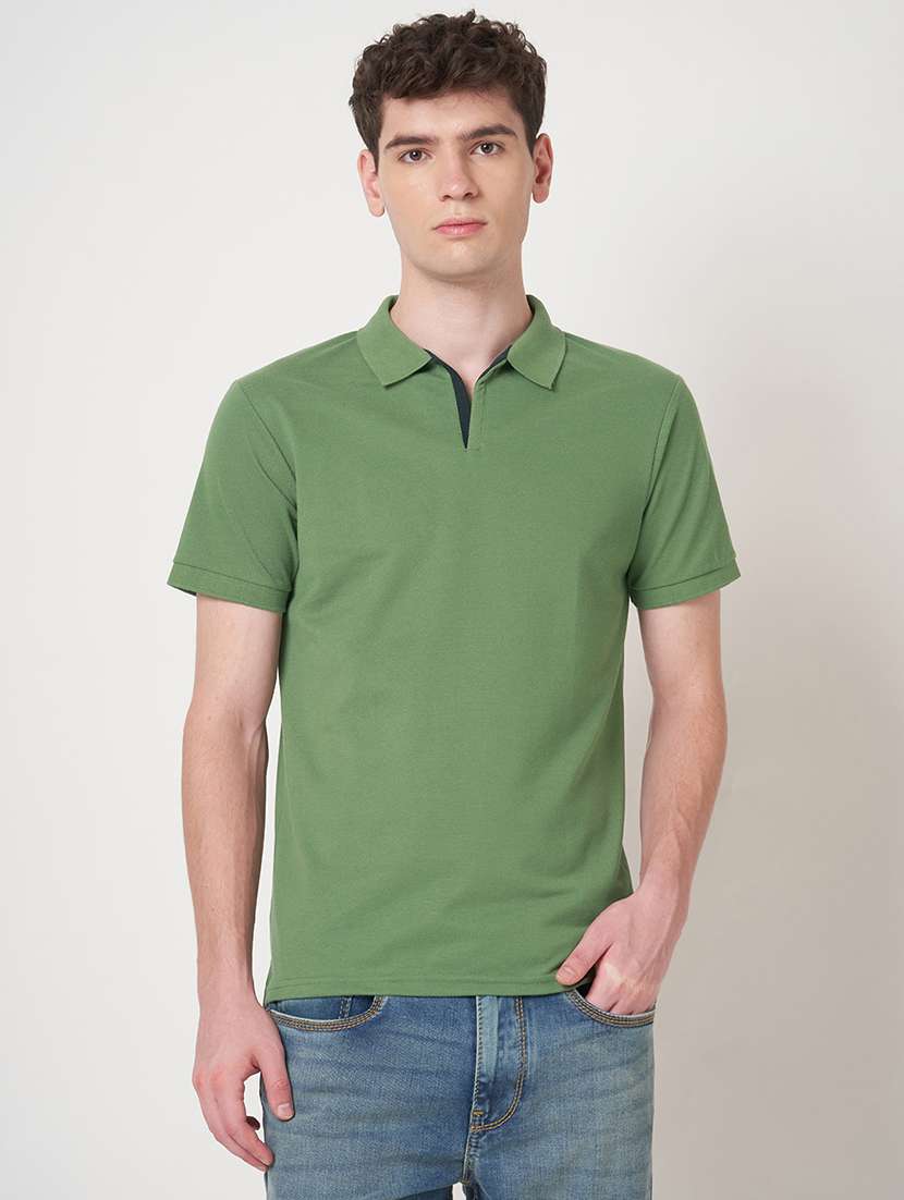 men solid short sleeve regular fit polo t-shirt