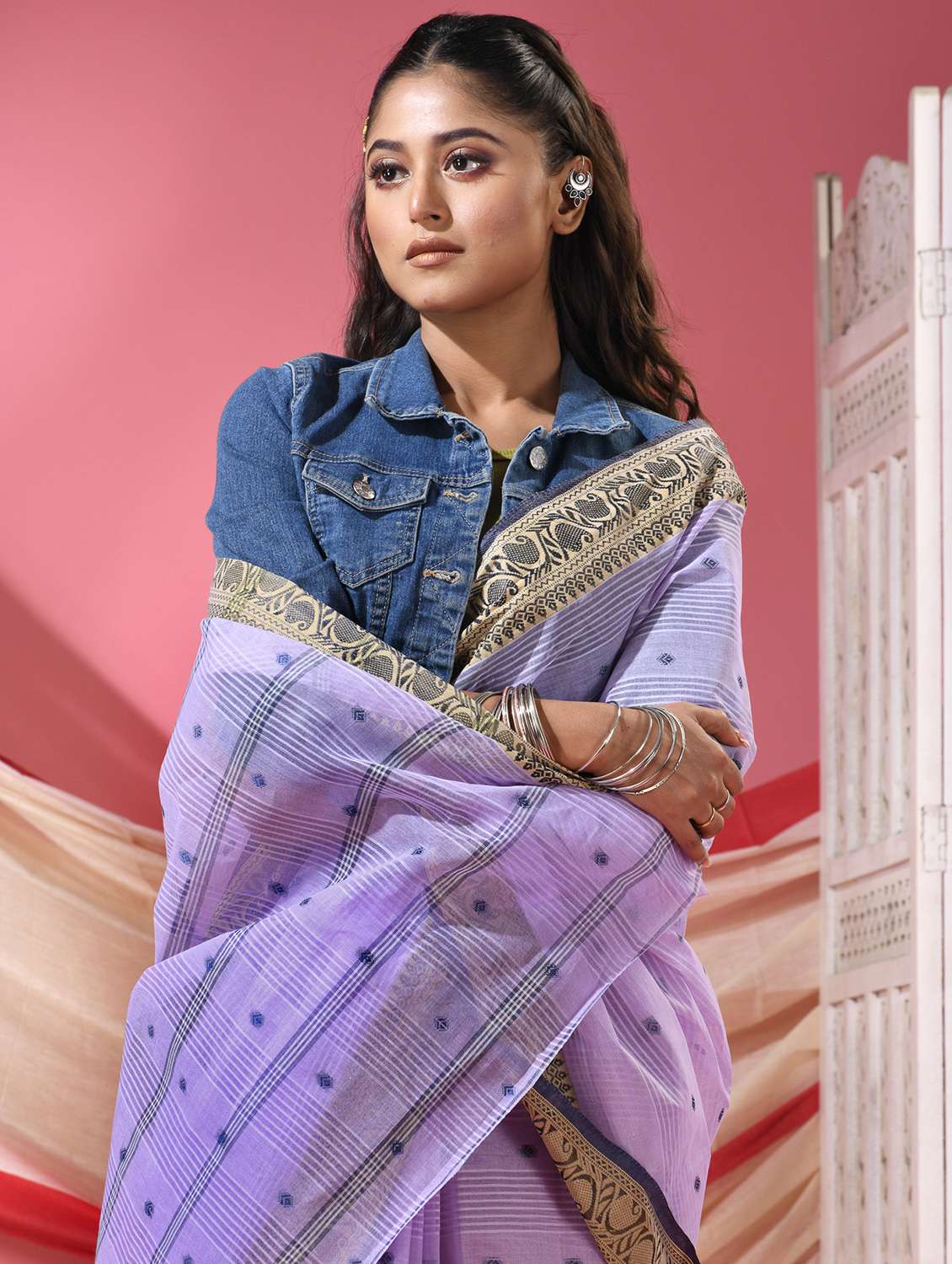 women self design tant saree - 22068632 -  Standard Image - 4