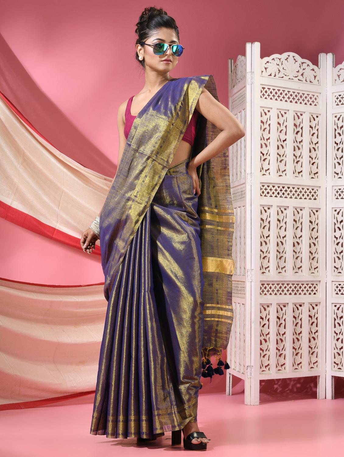 women solid tussar silk saree with blouse - 22068651 - Standard Image - 1
