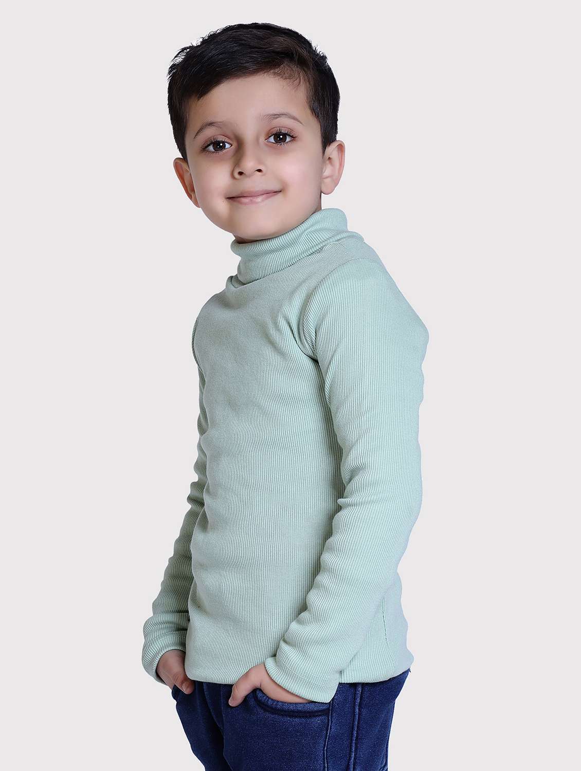 boys solid high neck long sleeve sweater - 22068658 -  Standard Image - 1
