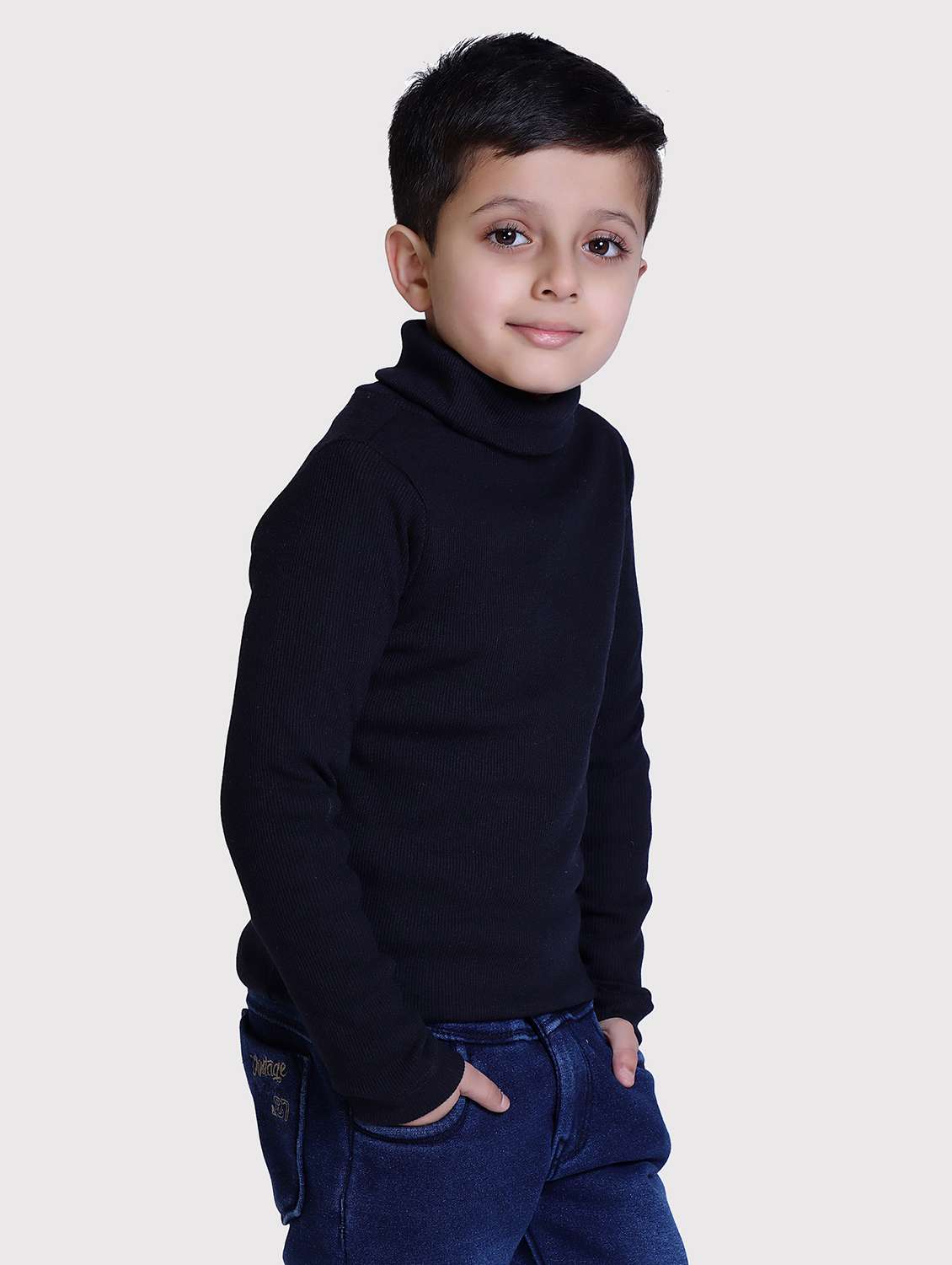 boys solid high neck long sleeve sweater - 22068663 -  Standard Image - 1
