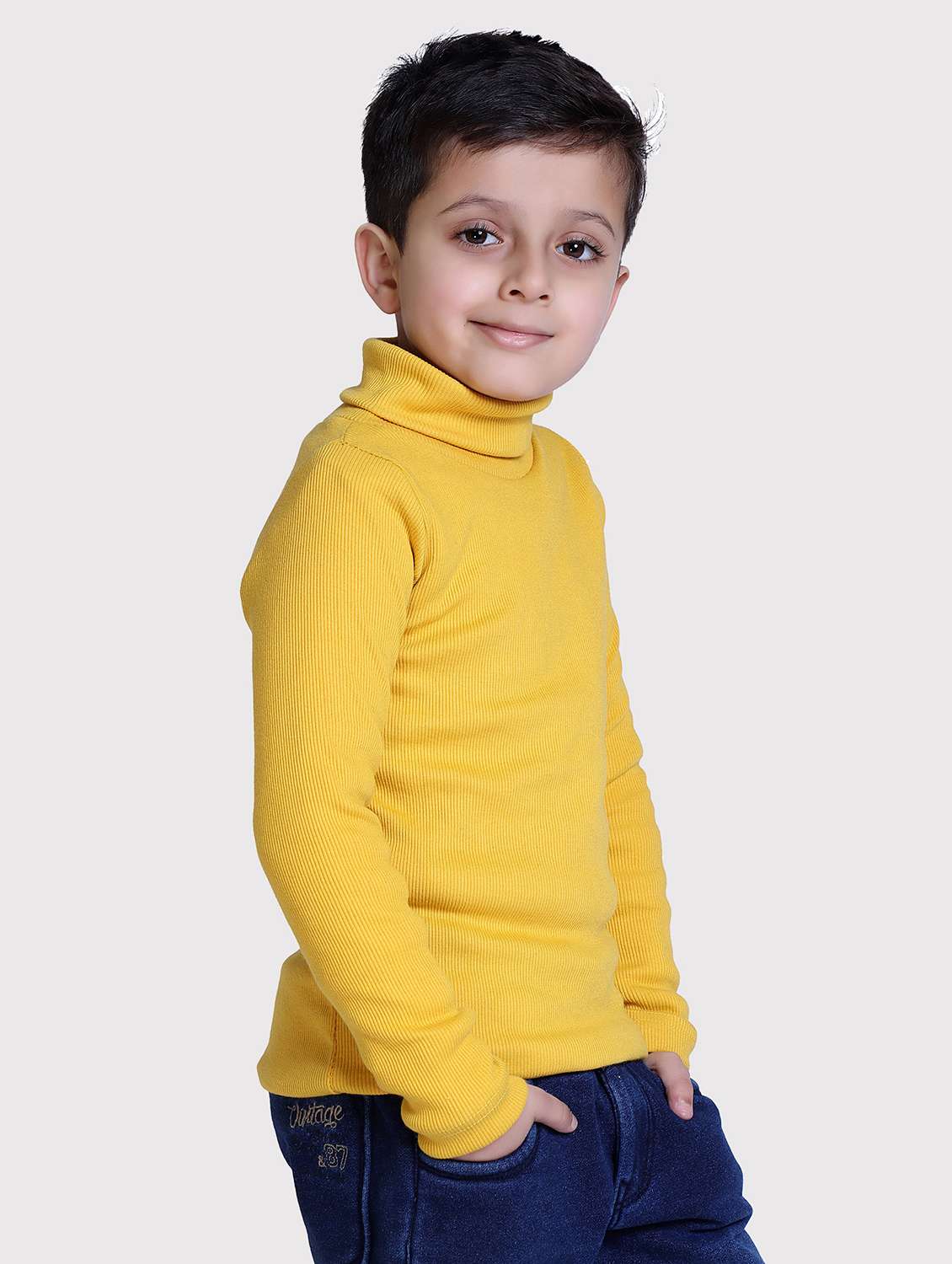 boys solid high neck long sleeve sweater - 22068669 -  Standard Image - 1