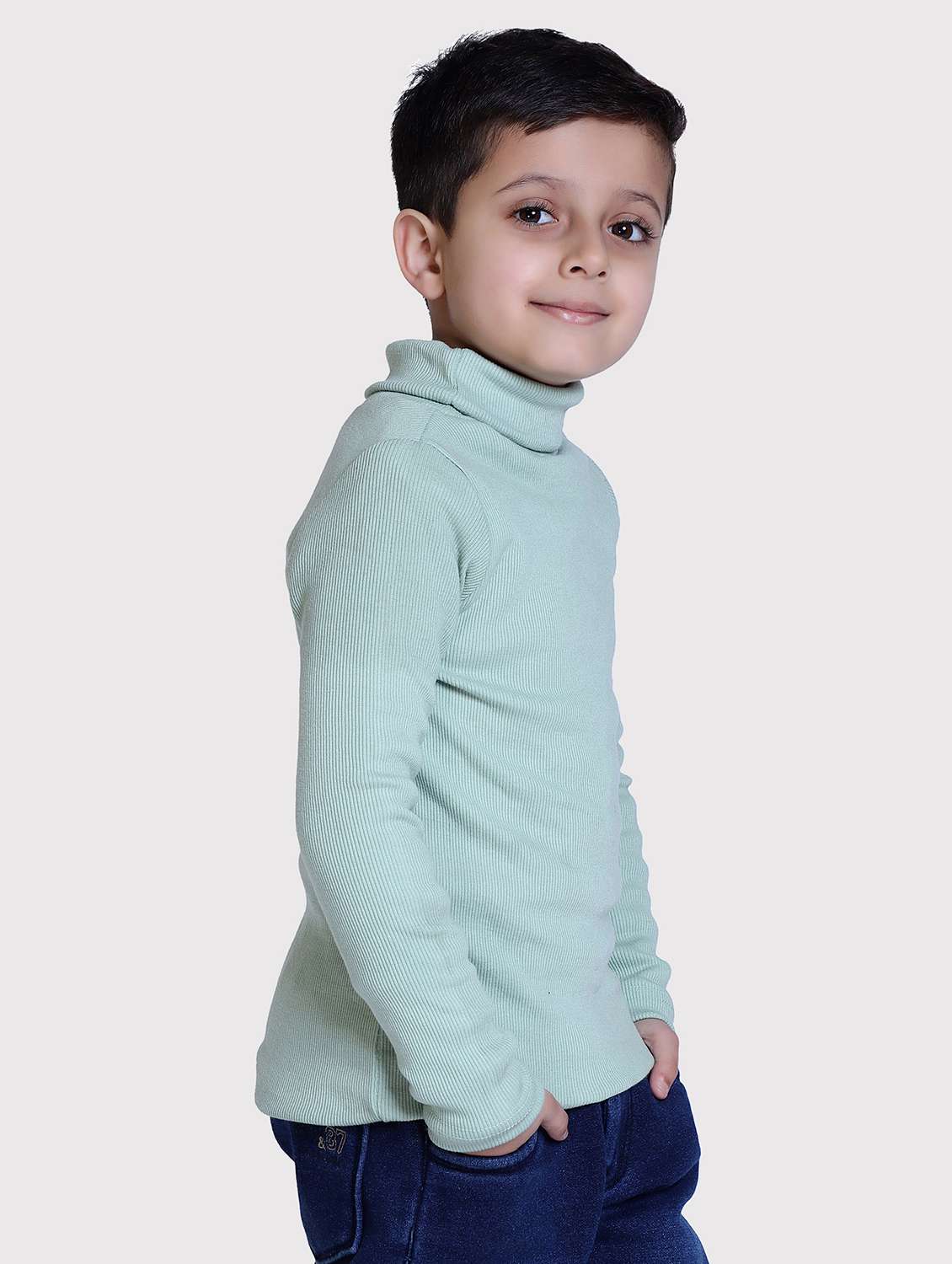 boys solid high neck long sleeve sweater - 22068670 -  Standard Image - 1