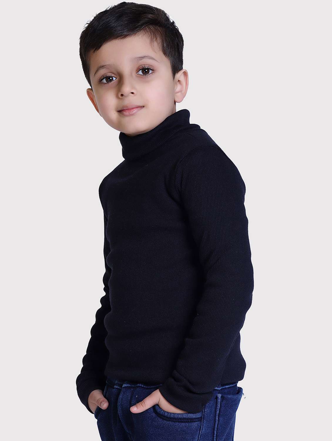 boys solid high neck long sleeve sweater - 22068706 -  Standard Image - 1