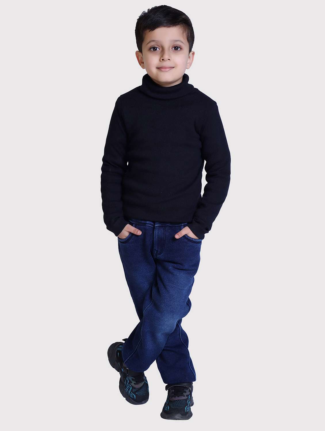 boys solid high neck long sleeve sweater - 22068706 -  Standard Image - 4