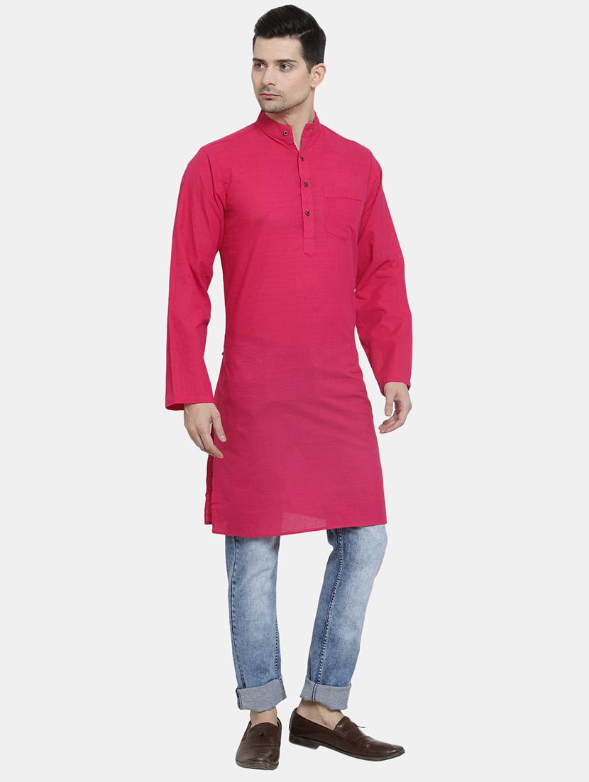 men solid mandarin neck long kurta - 22068714 -  Standard Image - 1