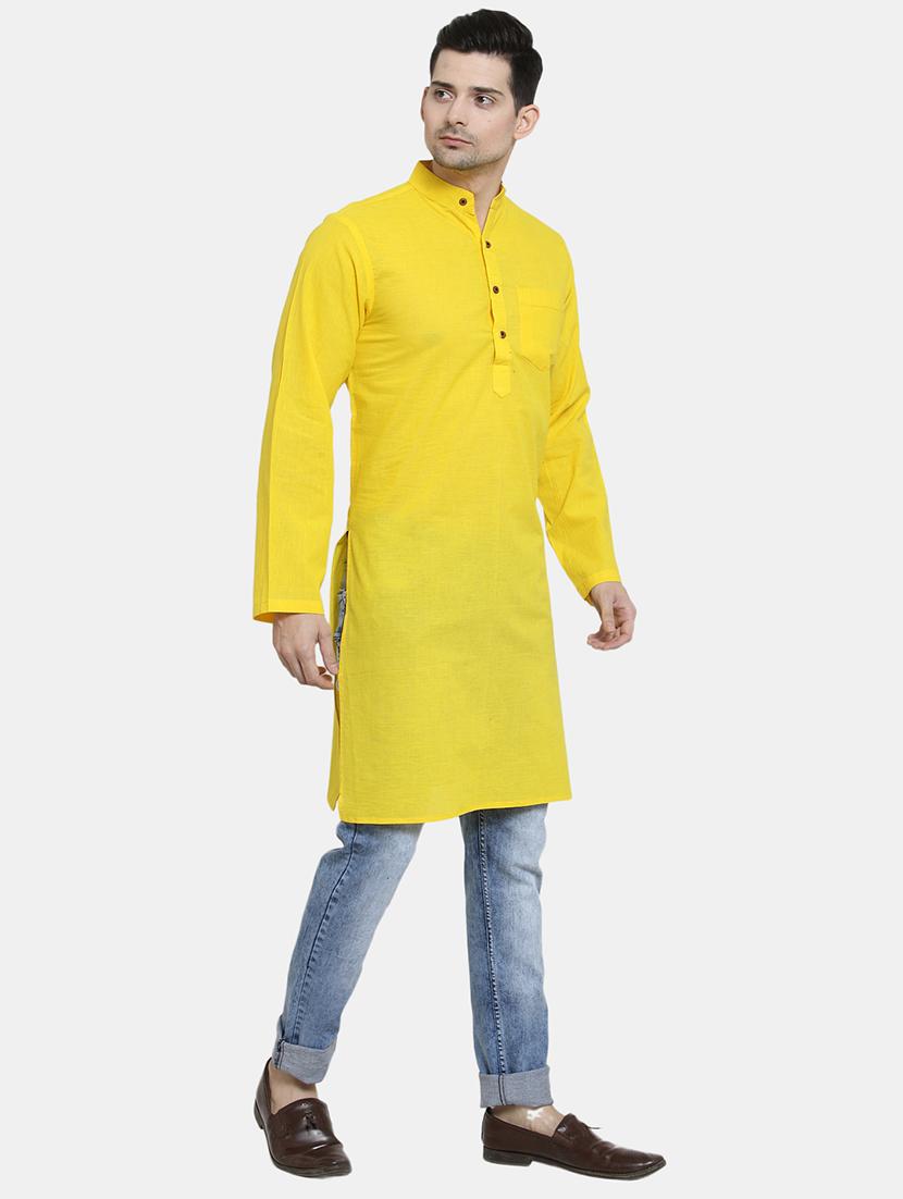 men solid mandarin neck long kurta - 22068716 - Standard Image - 1