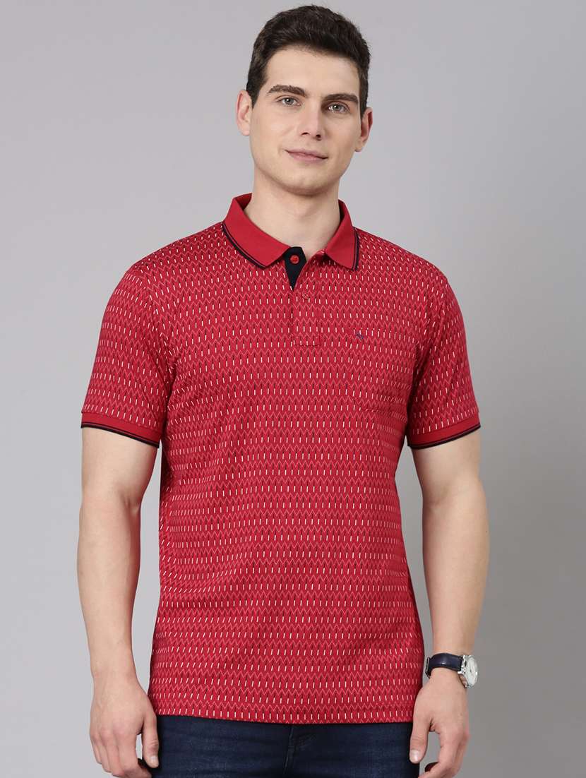 men printed short sleeve regular fit polo t-shirt