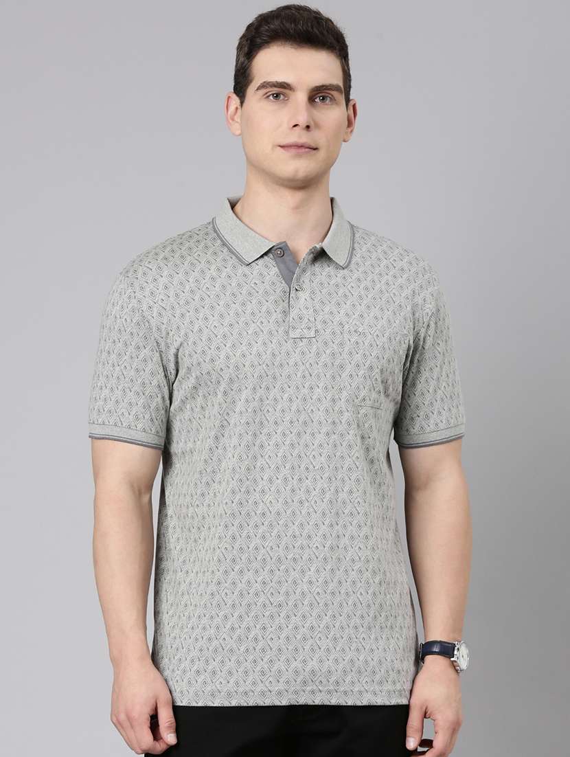men printed short sleeve regular fit polo t-shirt