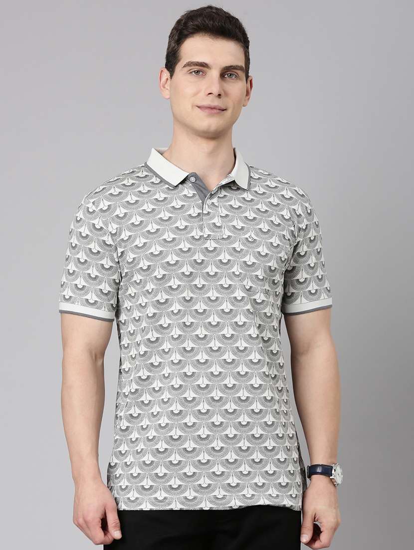 men printed short sleeve regular fit polo t-shirt