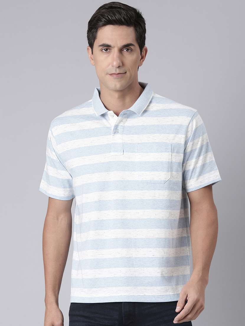 men striped short sleeve regular fit polo t-shirt