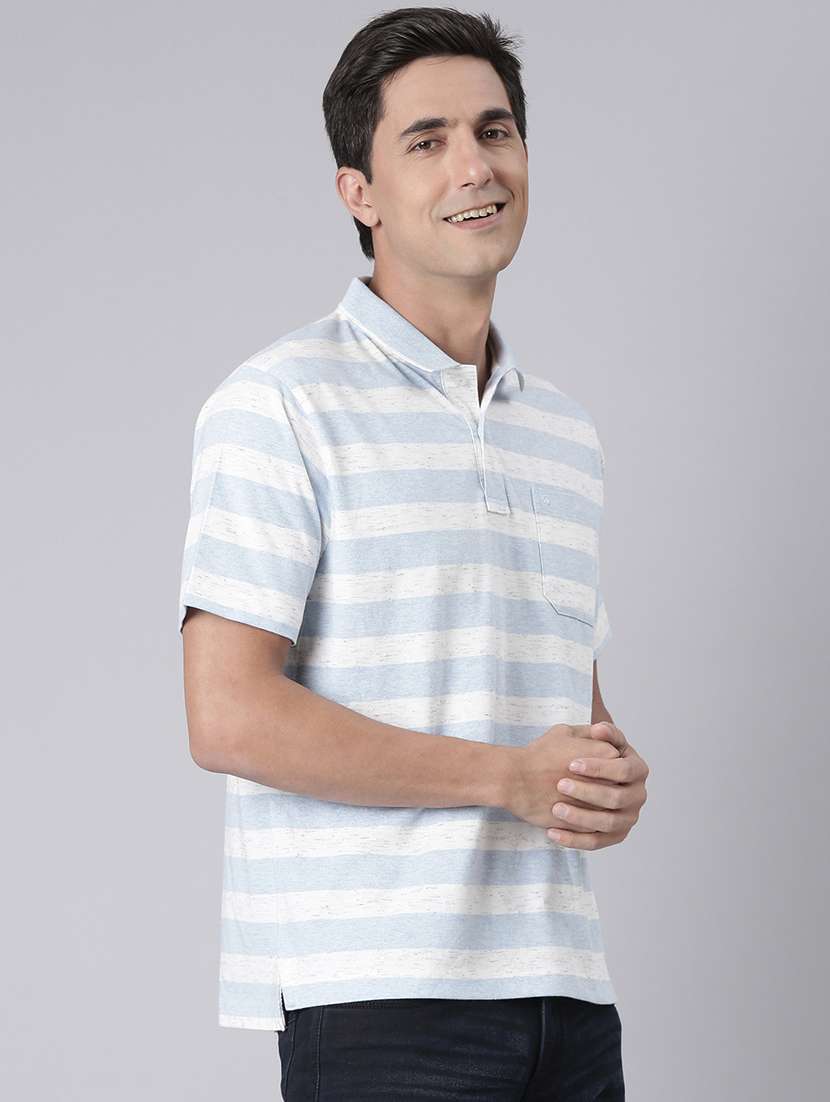 men striped short sleeve regular fit polo t-shirt - 22068761 -  Standard Image - 1