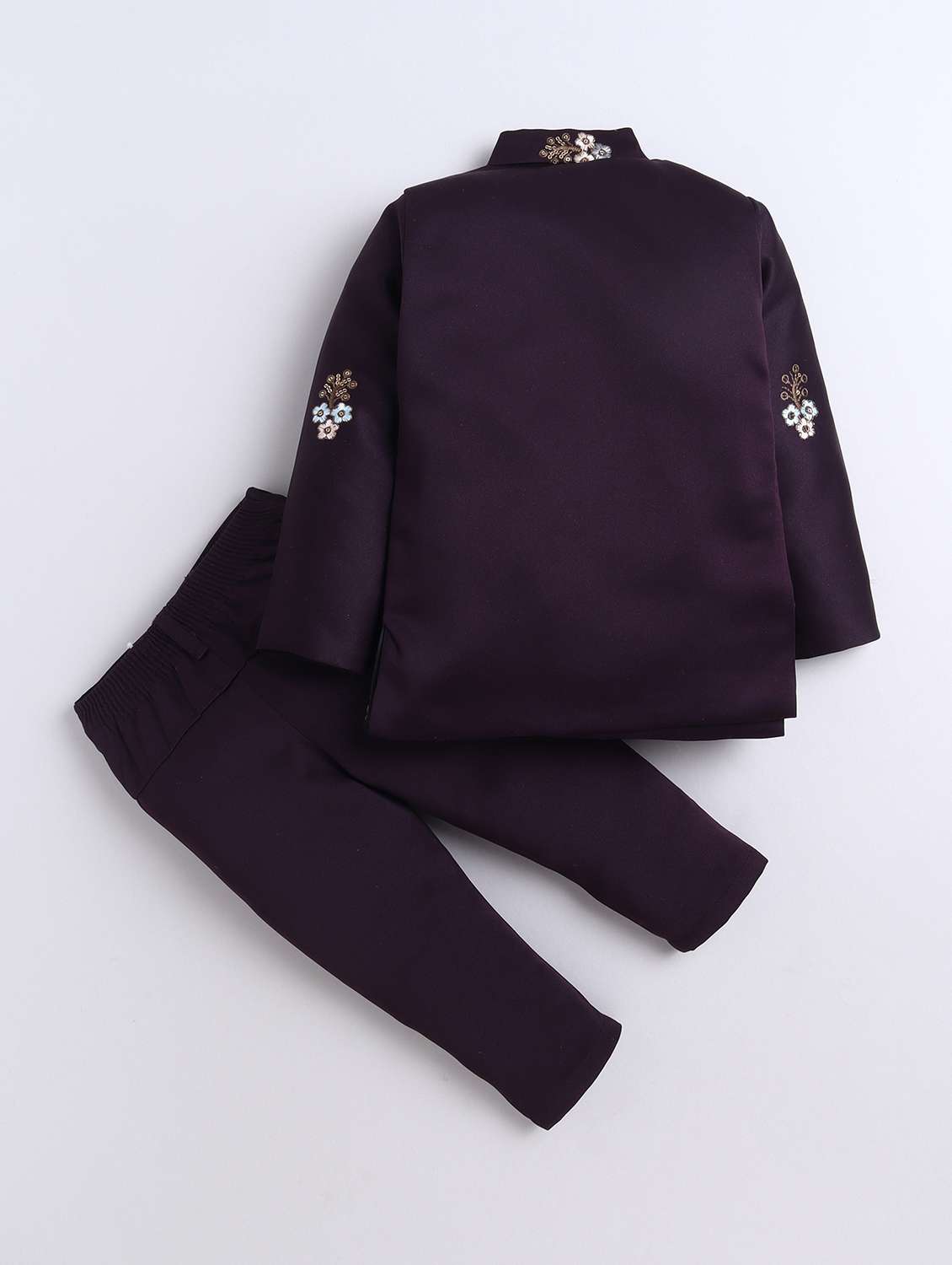 boys purple embeoidered sherwani set - 22068765 -  Standard Image - 1