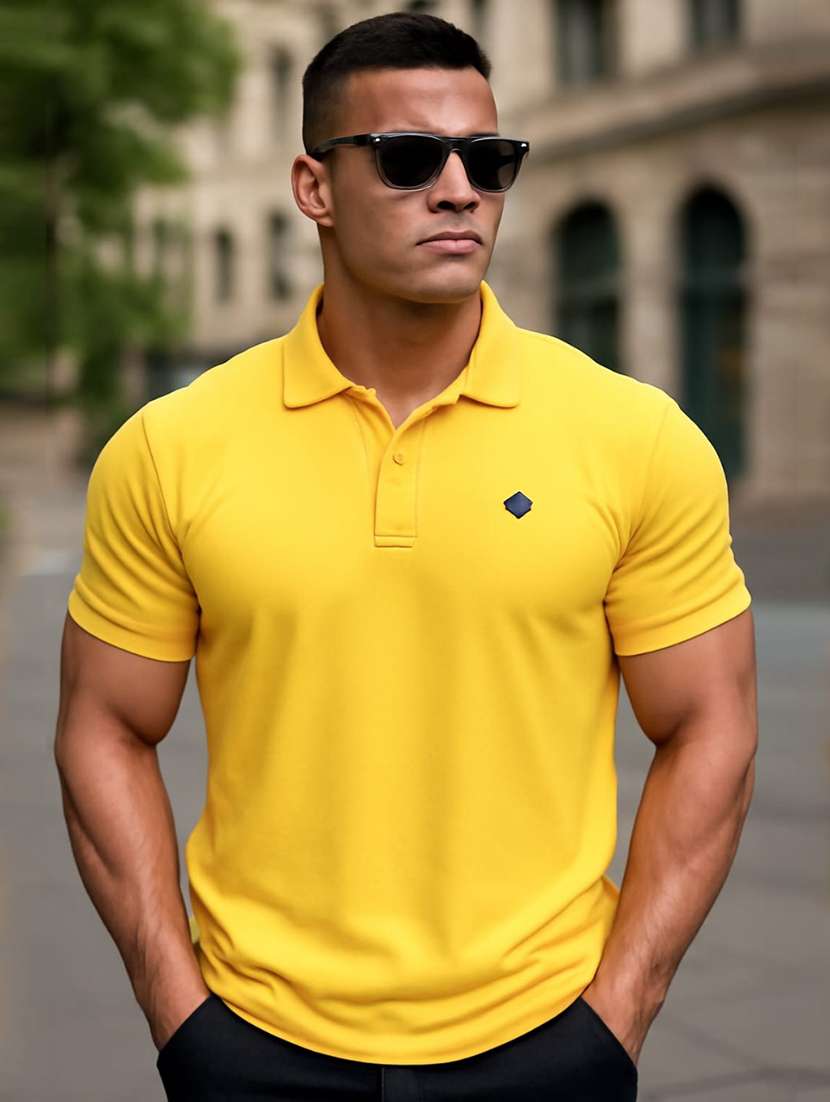 men solid short sleeve regular fit polo t-shirt