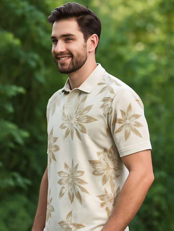 men printed short sleeve regular fit polo t-shirt - 22068783 -  Standard Image - 1