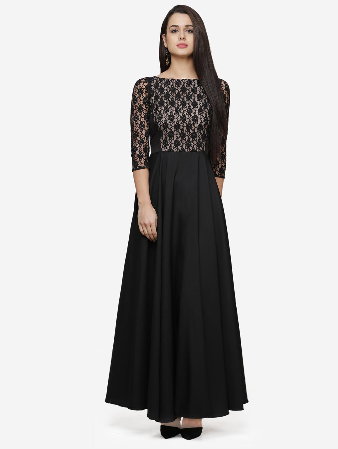 black crepe aline dress - 22068789 - Standard Image - 1