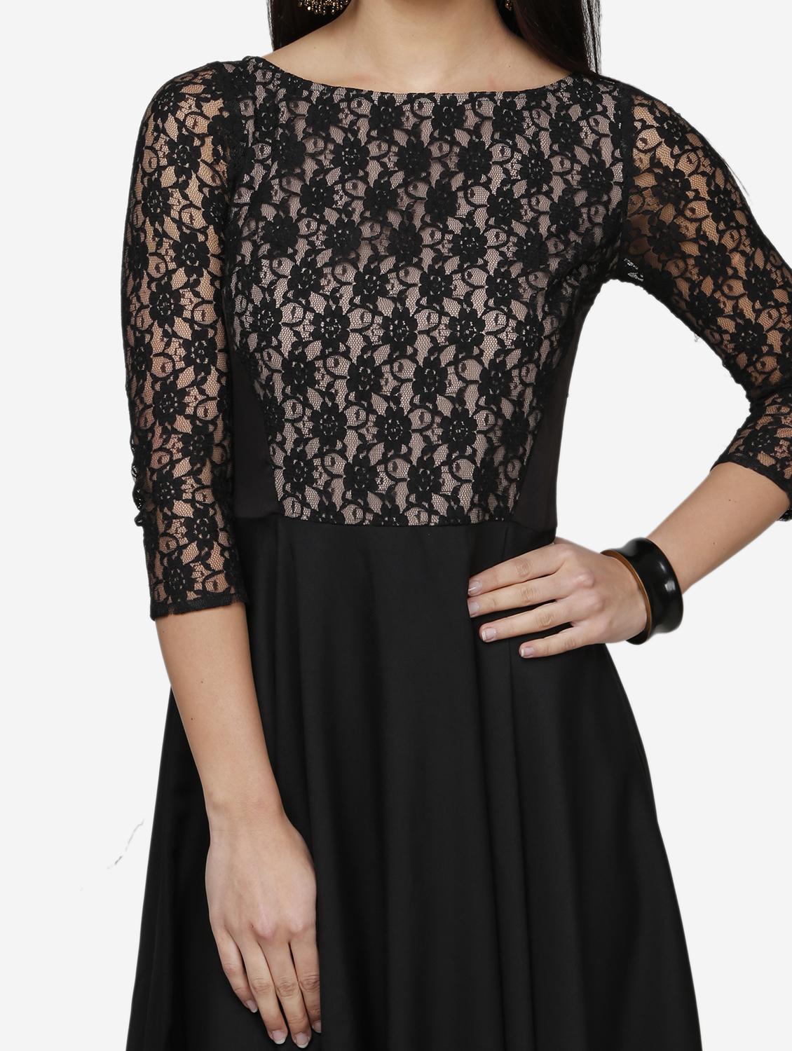 black crepe aline dress - 22068789 - Standard Image - 4