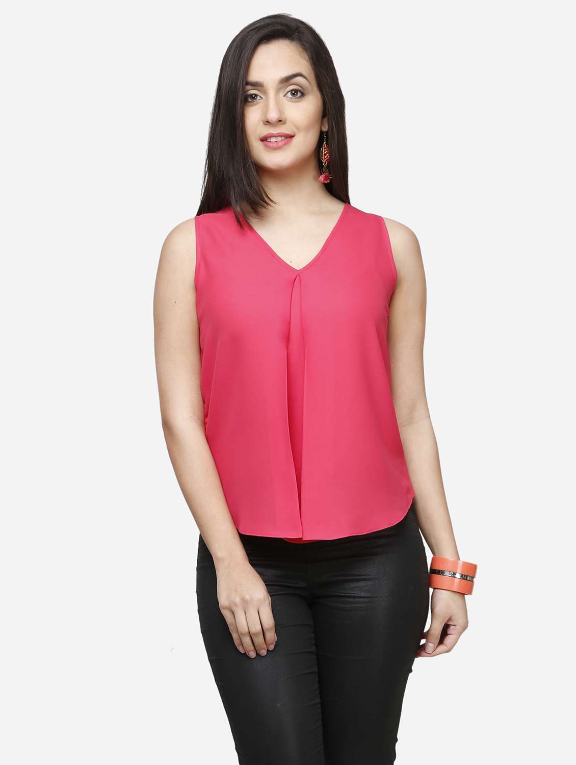 women pink solid sleeveless top - 22068800 -  Standard Image - 1