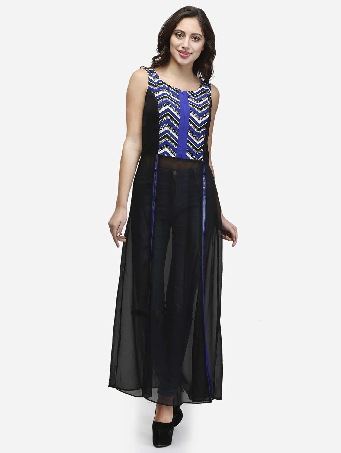 women printed sleeveless front slit tunic - 22068806 - Zoom Image - 0