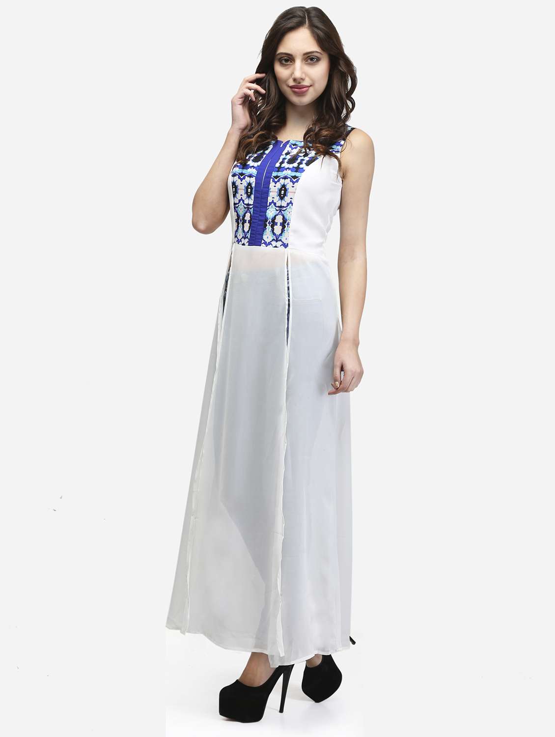 women printed sleeveless front slit tunic - 22068807 - Standard Image - 1