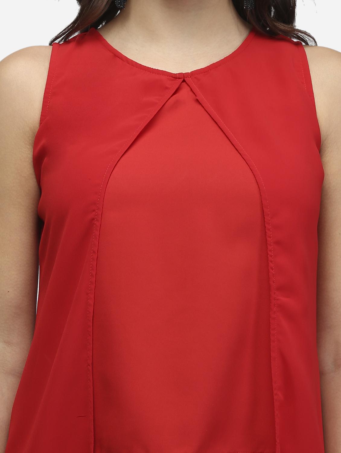 women solid sleeveless high low tunic - 22068808 - Standard Image - 4