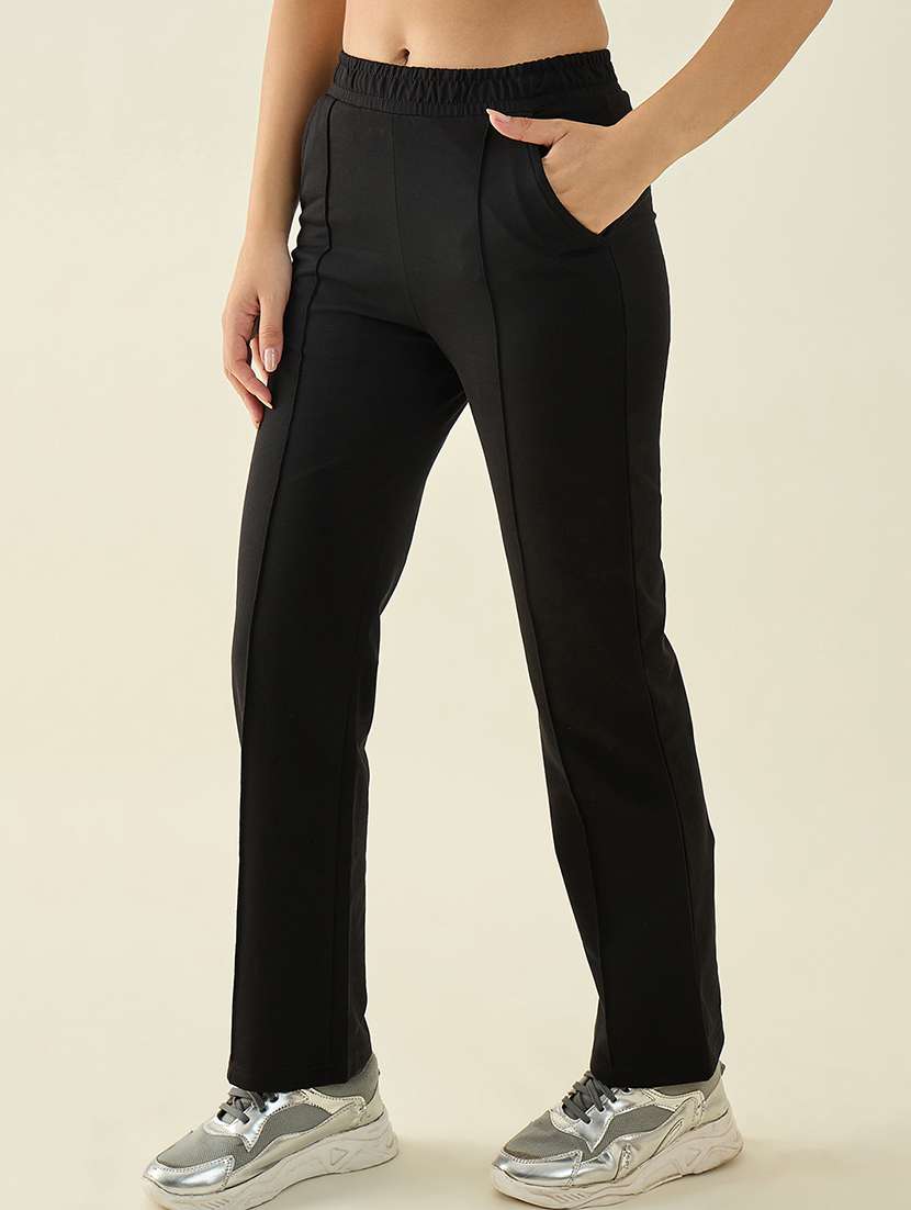 women solid mid rise straight trouser - 22068810 - Standard Image - 1