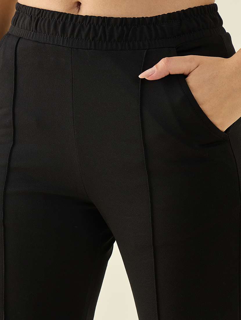 women solid mid rise straight trouser - 22068810 - Standard Image - 4