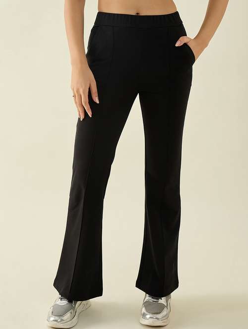 women solid mid rise bootcut trouser - 22068819 - Standard Image - 0