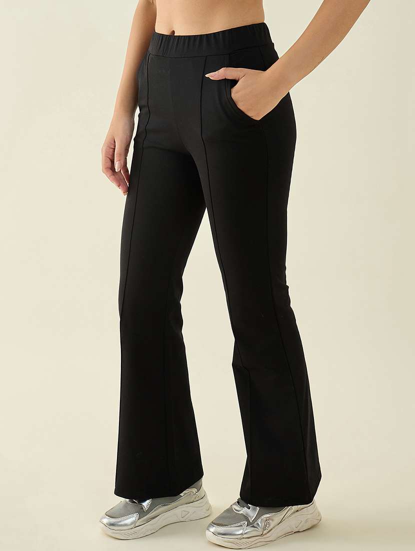 women solid mid rise bootcut trouser - 22068819 - Standard Image - 1