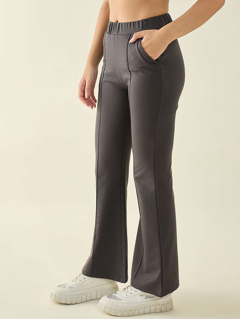 women solid mid rise bootcut trouser - 22068821 -  Standard Image - 1