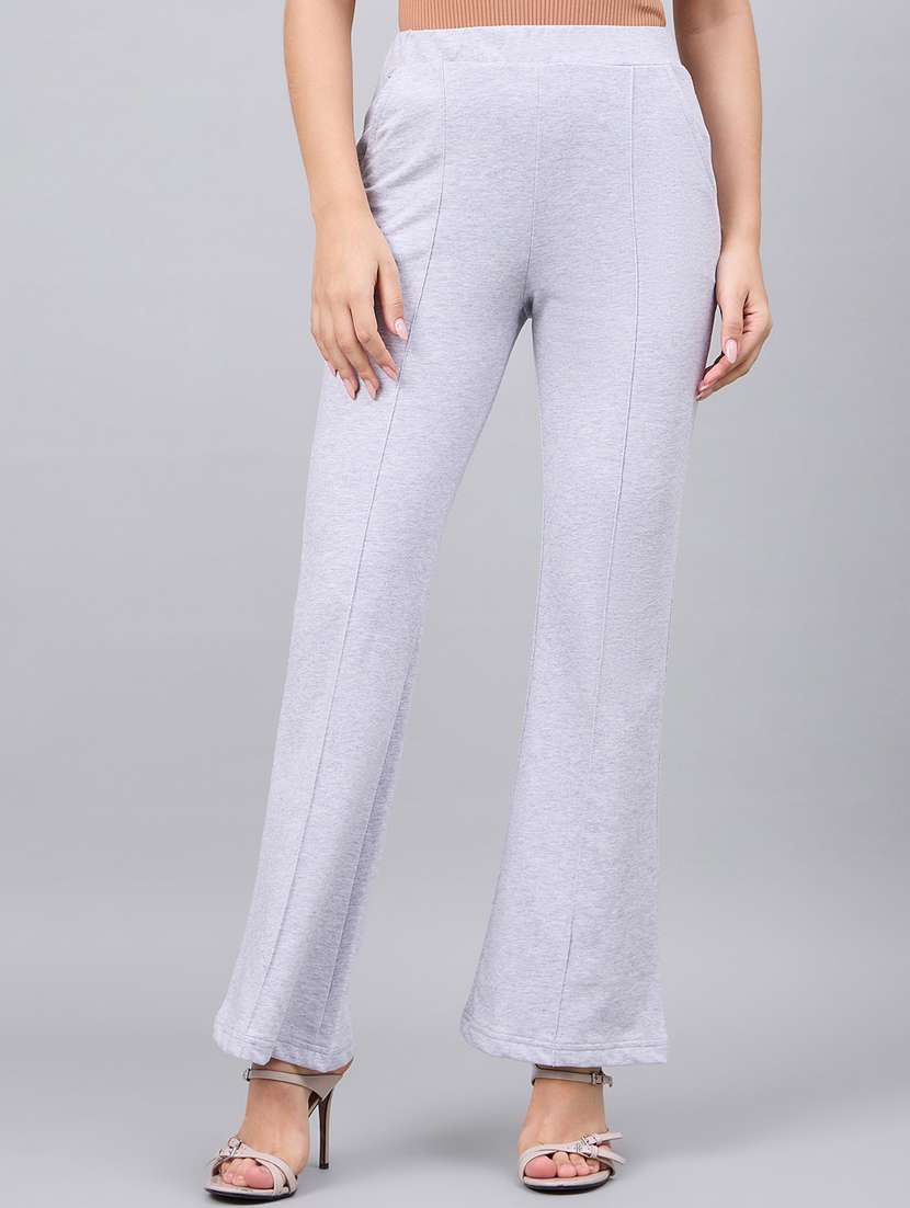 women solid mid rise bootcut trouser