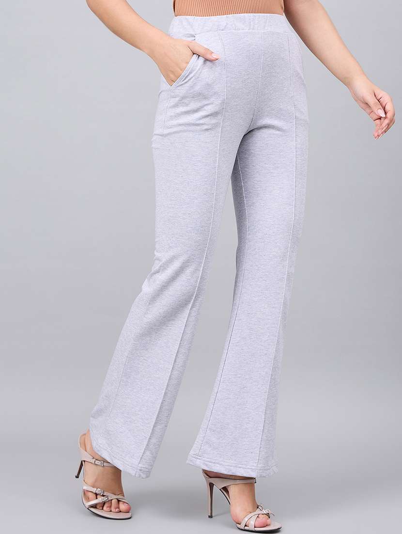 women solid mid rise bootcut trouser - 22068823 - Standard Image - 1