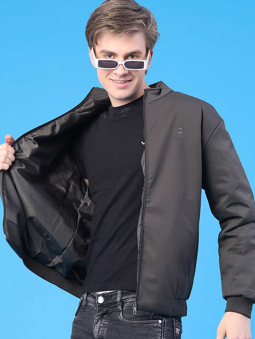 men solid long sleeve insulator bomber jacket