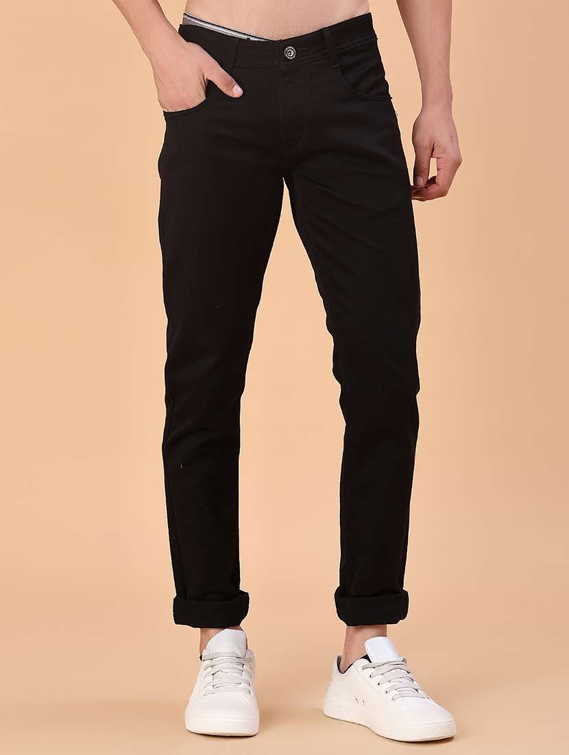 men plain mid rise full length jeans - 22068998 -  Standard Image - 1
