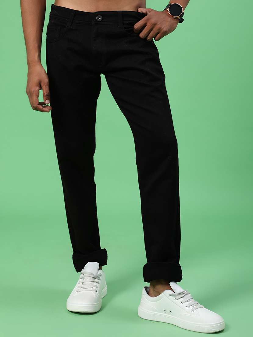 men plain mid rise full length jeans - 22069002 -  Standard Image - 1