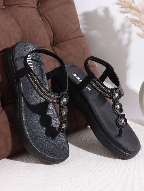 women black solid back strap wedge - 22069087 -  Standard Image - 0