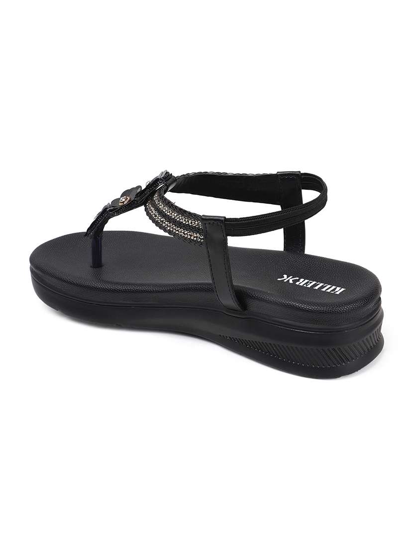 women black solid back strap wedge - 22069087 - Standard Image - 4