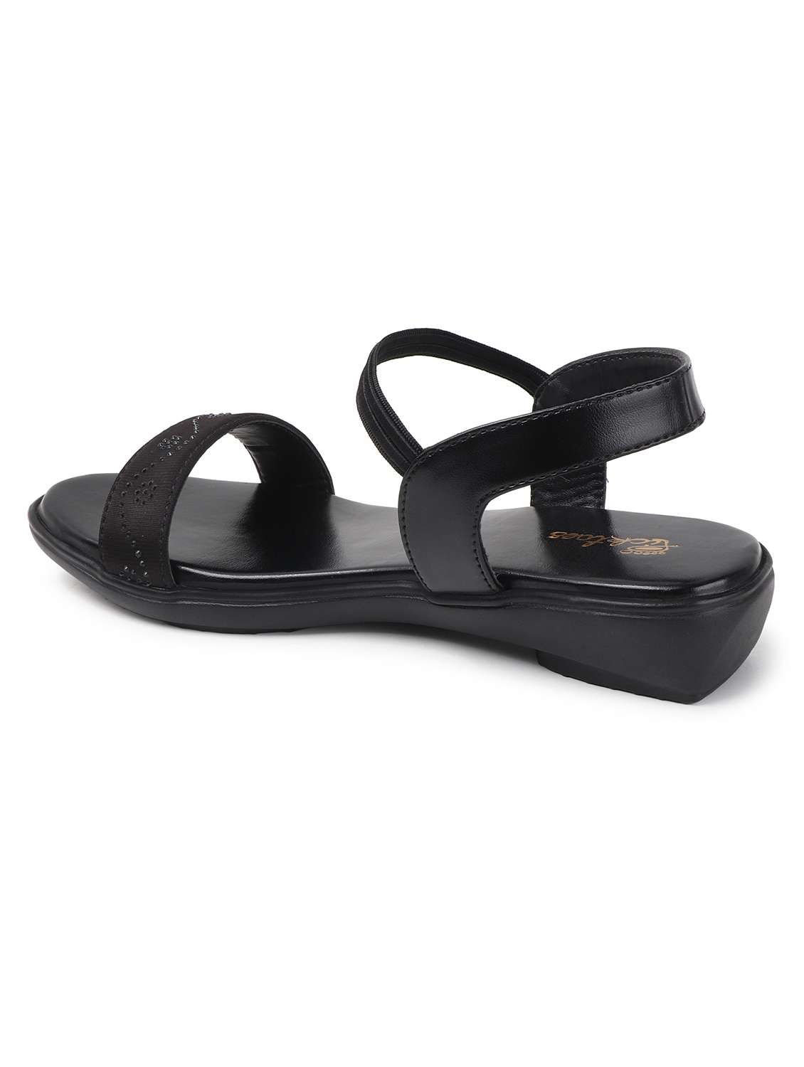 women black solid back strap sandal - 22069088 - Standard Image - 4