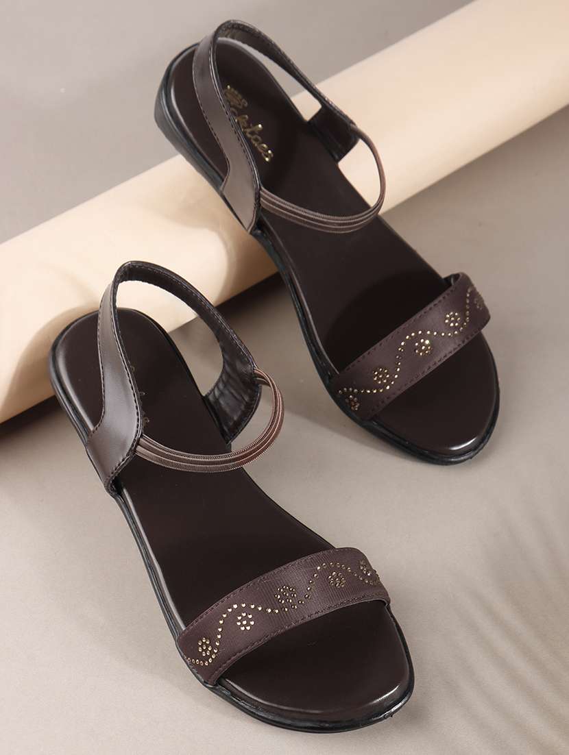 women brown solid back strap sandal - 22069089 - Zoom Image - 0