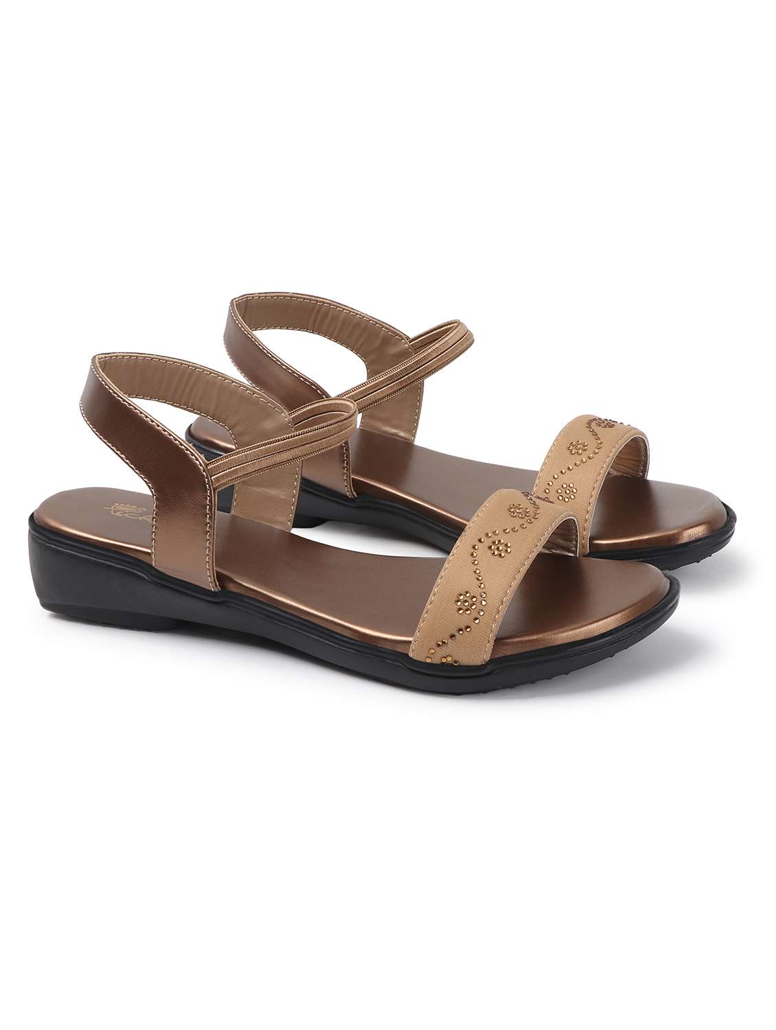 women gold solid back strap sandal - 22069090 -  Standard Image - 1