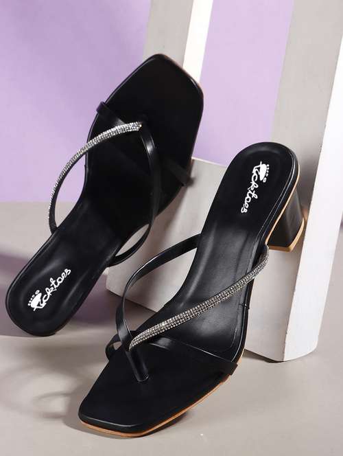 women embellished slip on block heels - 22069091 - Standard Image - 0