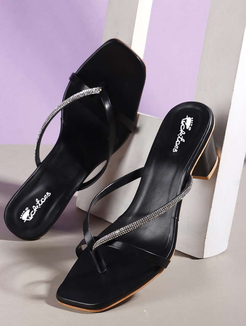 women embellished slip on block heels - 22069091 - Zoom Image - 0