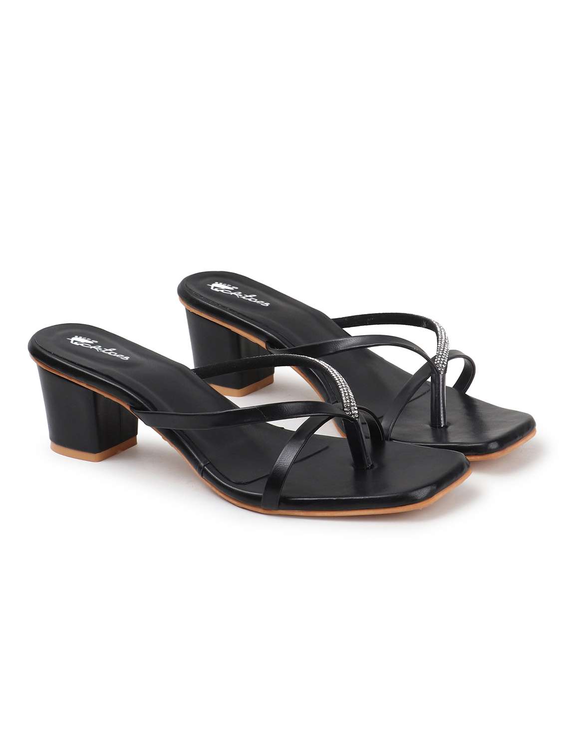 women embellished slip on block heels - 22069091 -  Standard Image - 1